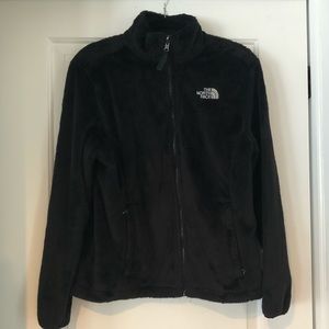 North Face Black furry jacket - worn twice. Size L